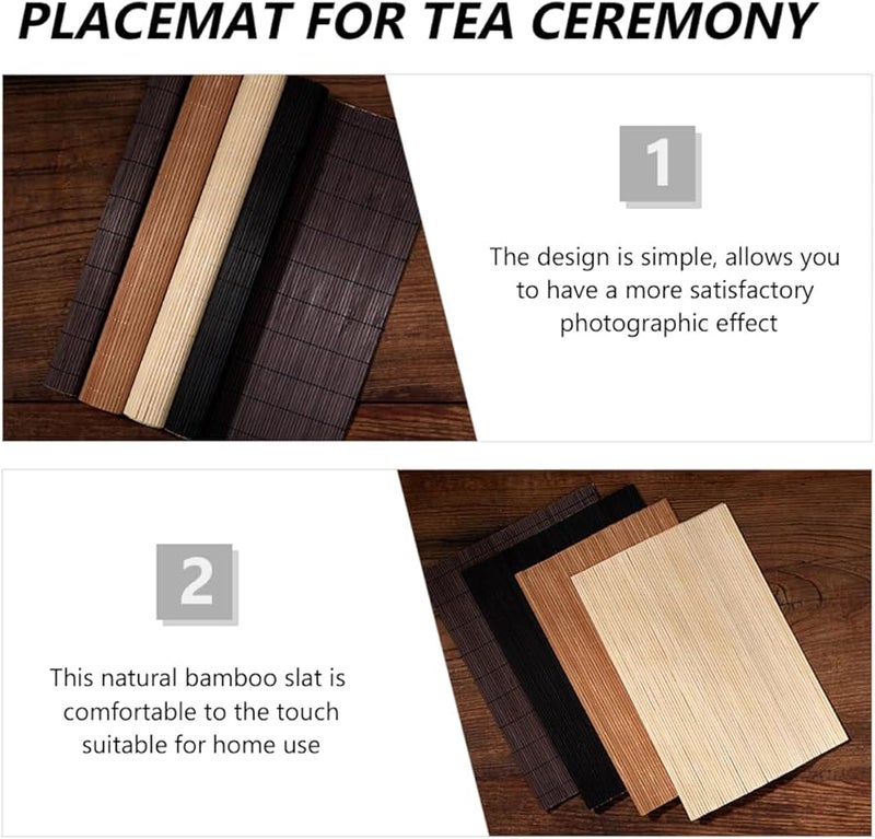 Black Retro Bamboo Table Mat Photography Background Tea Ceremony Decorative Pad - Image 4